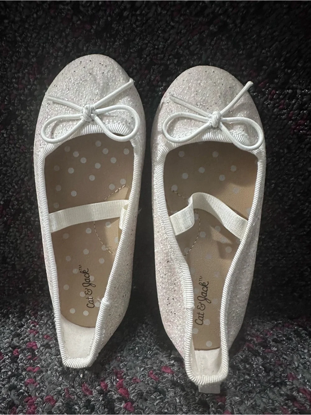 Cat & Jack Sparkle Bow Ballet Flats - White